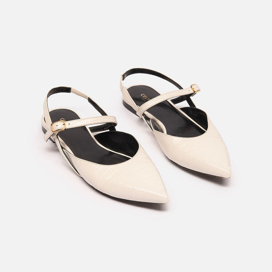 Celine Cream Ballet Flats