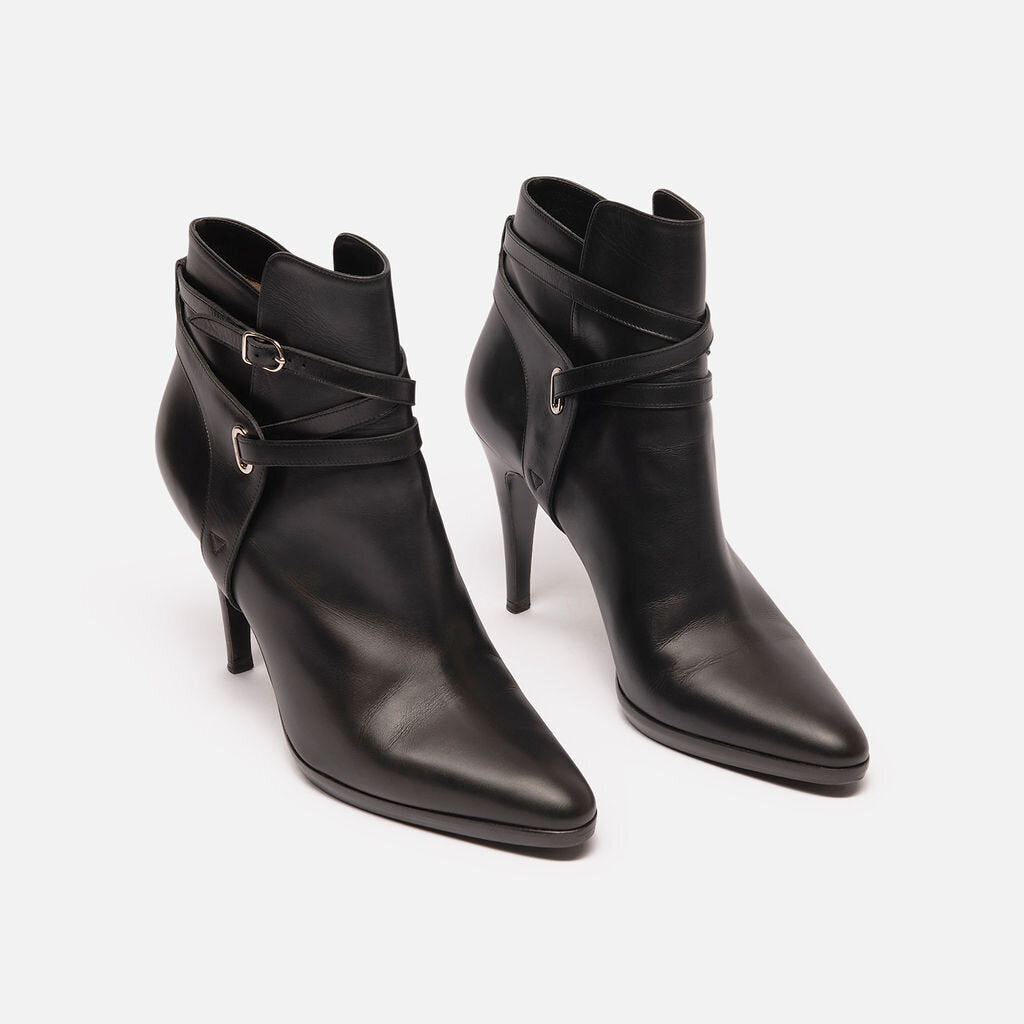 Hermes Black Leather Ankle Boot