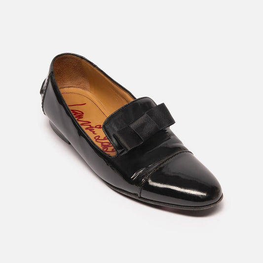 Lanvin Black Patent Bow Loafer