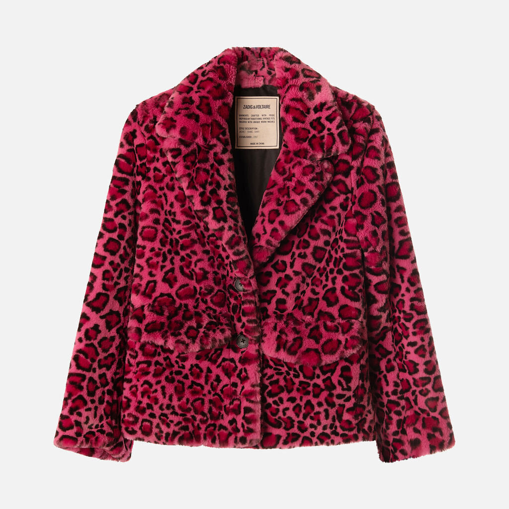 Zadig & Voltaire Pink Leopard Print Poly Coat