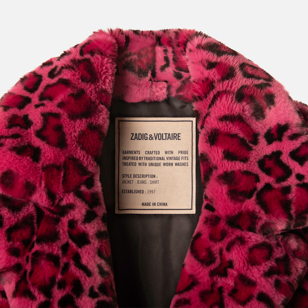 Zadig & Voltaire Pink Leopard Print Poly Coat