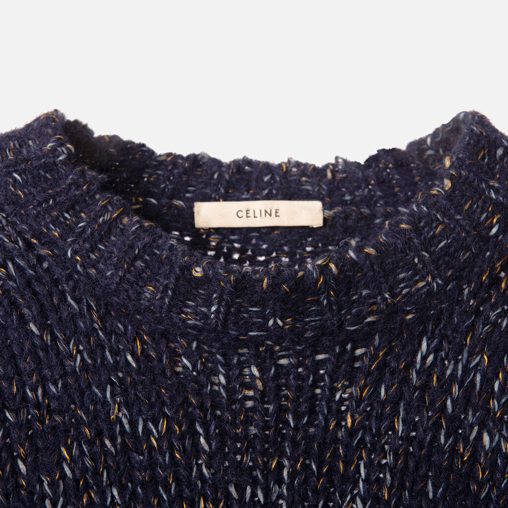 Celine Blue Marled Alpaca Blend Sweater