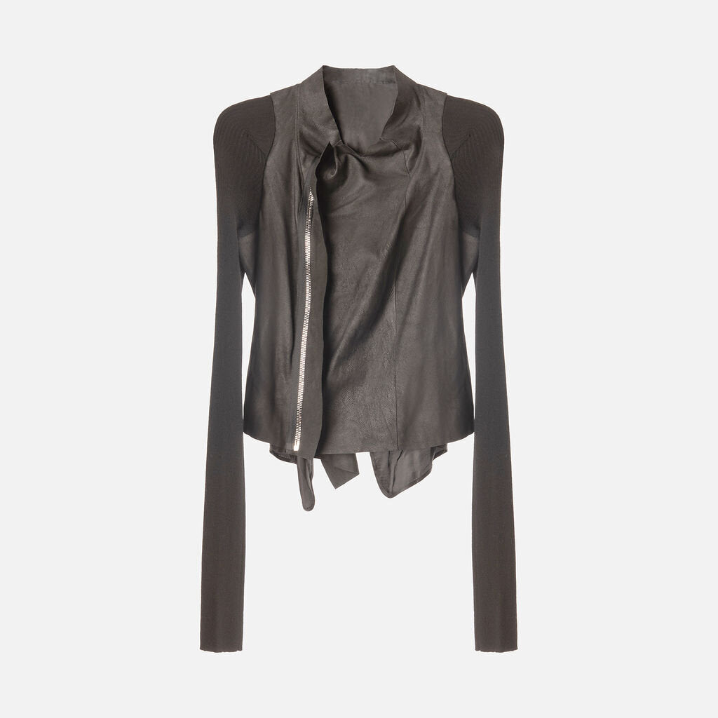 Rick Owens Black Leather and Wool Jacket