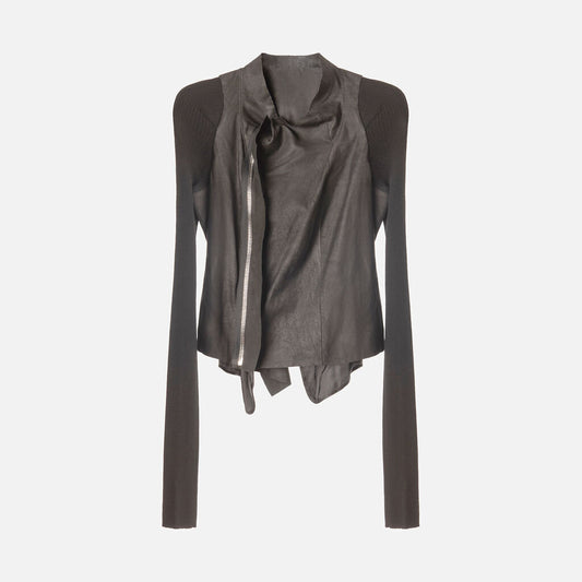 Rick Owens Black Leather and Wool Jacket