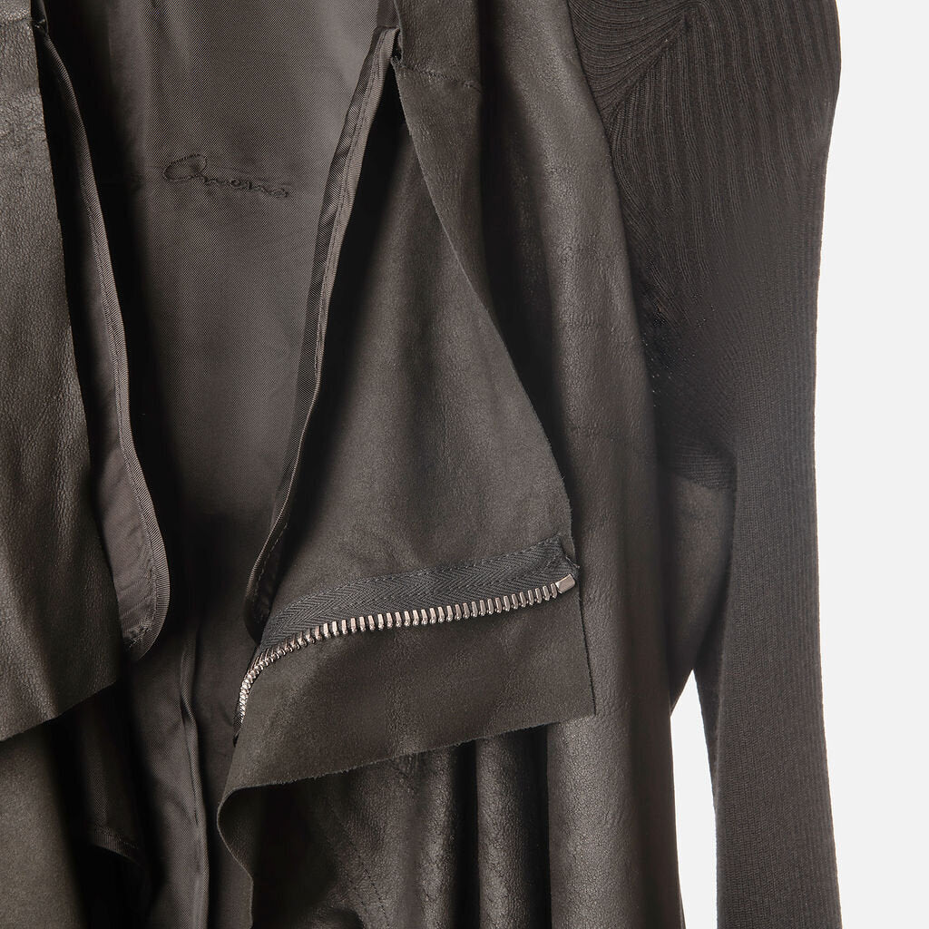 Rick Owens Black Leather and Wool Jacket