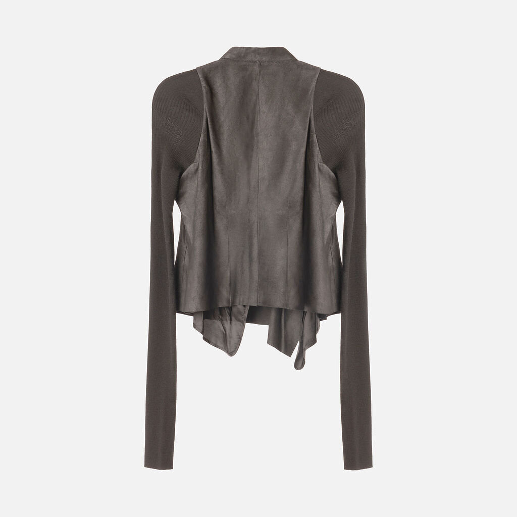 Rick Owens Black Leather and Wool Jacket