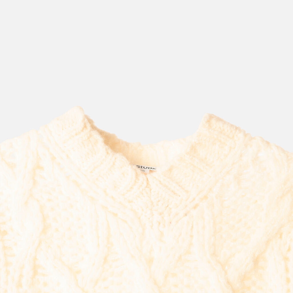 Acne Studios Cream Wool Blend Distressed Sweater Vest