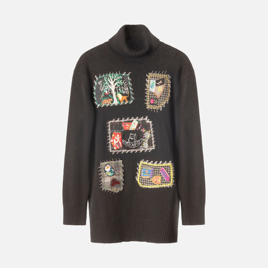 Libertine Black Cashmere Patch Sweater