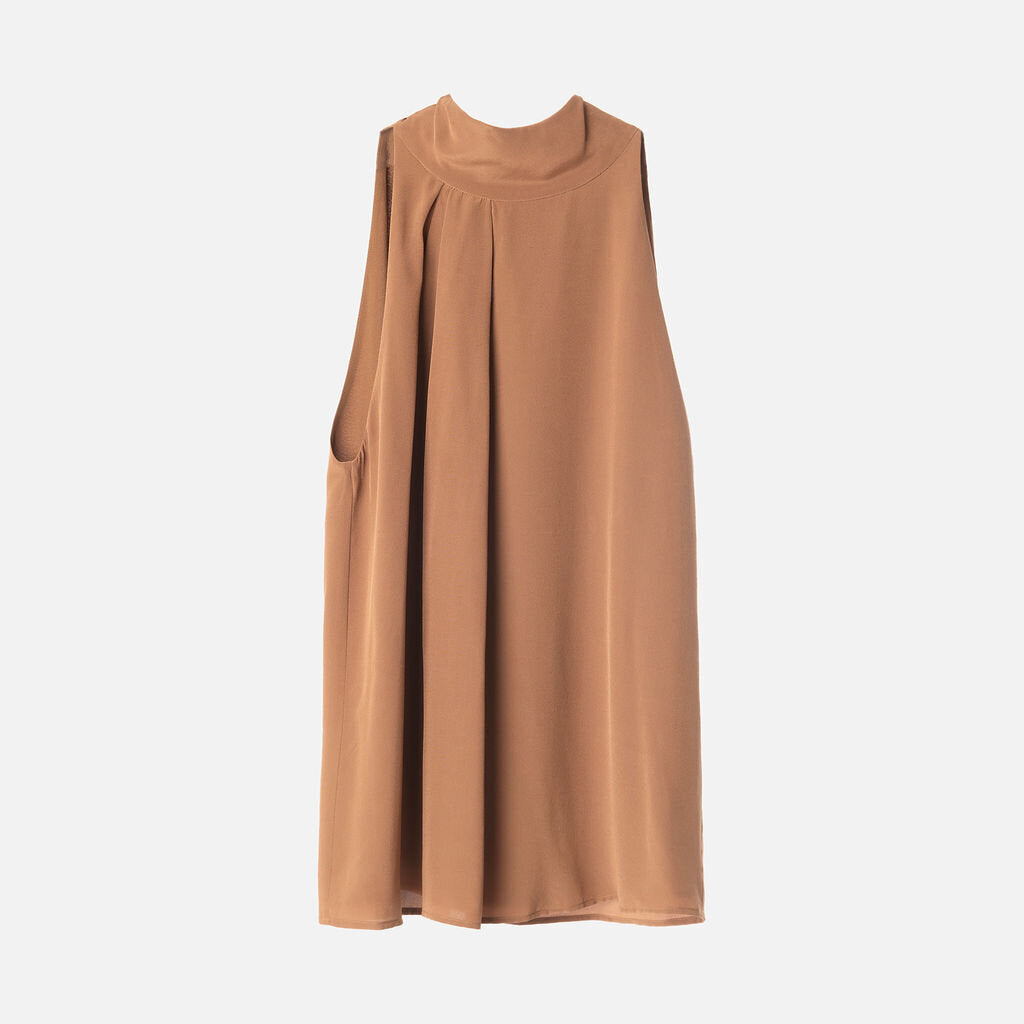 Max Mara Studio Brown Sleeveless Neck Tie Top