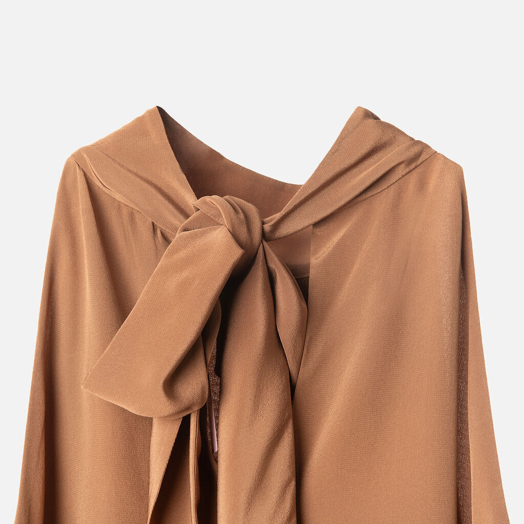 Max Mara Studio Brown Sleeveless Neck Tie Top
