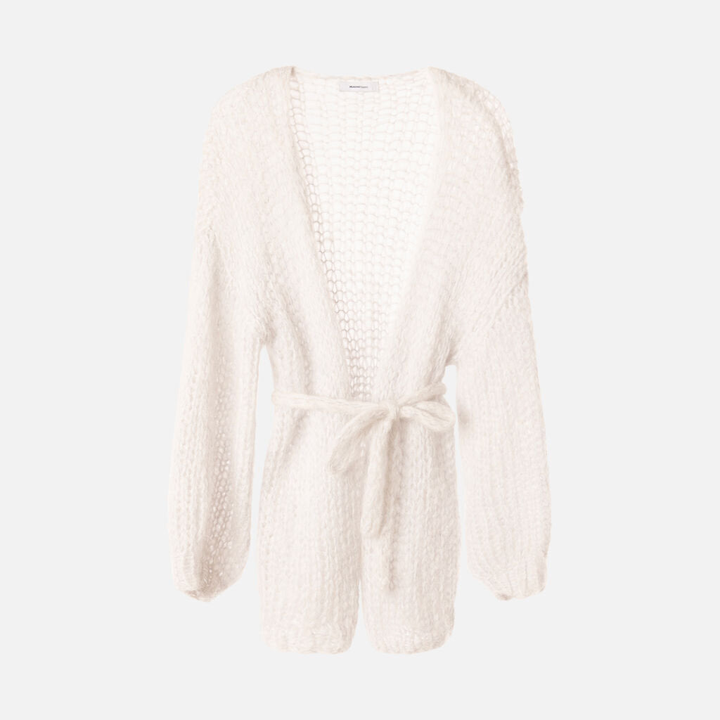Maiami Grey Mohair Blend Cardigan With Belt