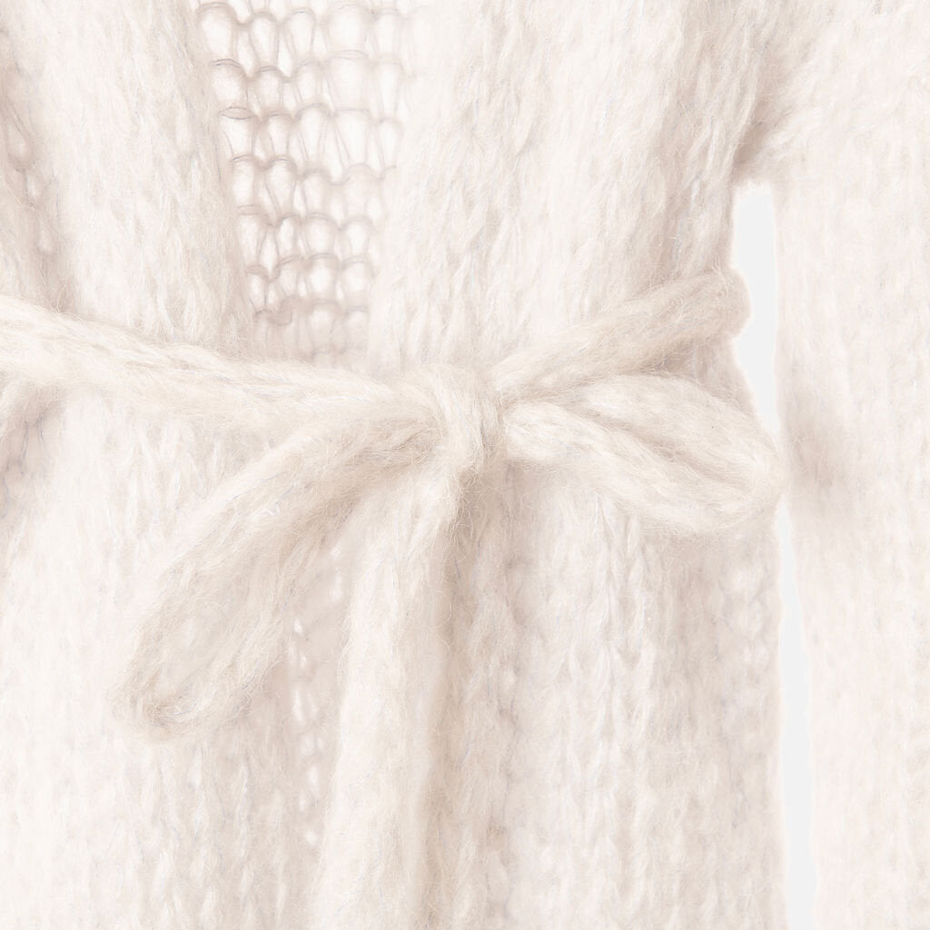 Maiami Grey Mohair Blend Cardigan With Belt