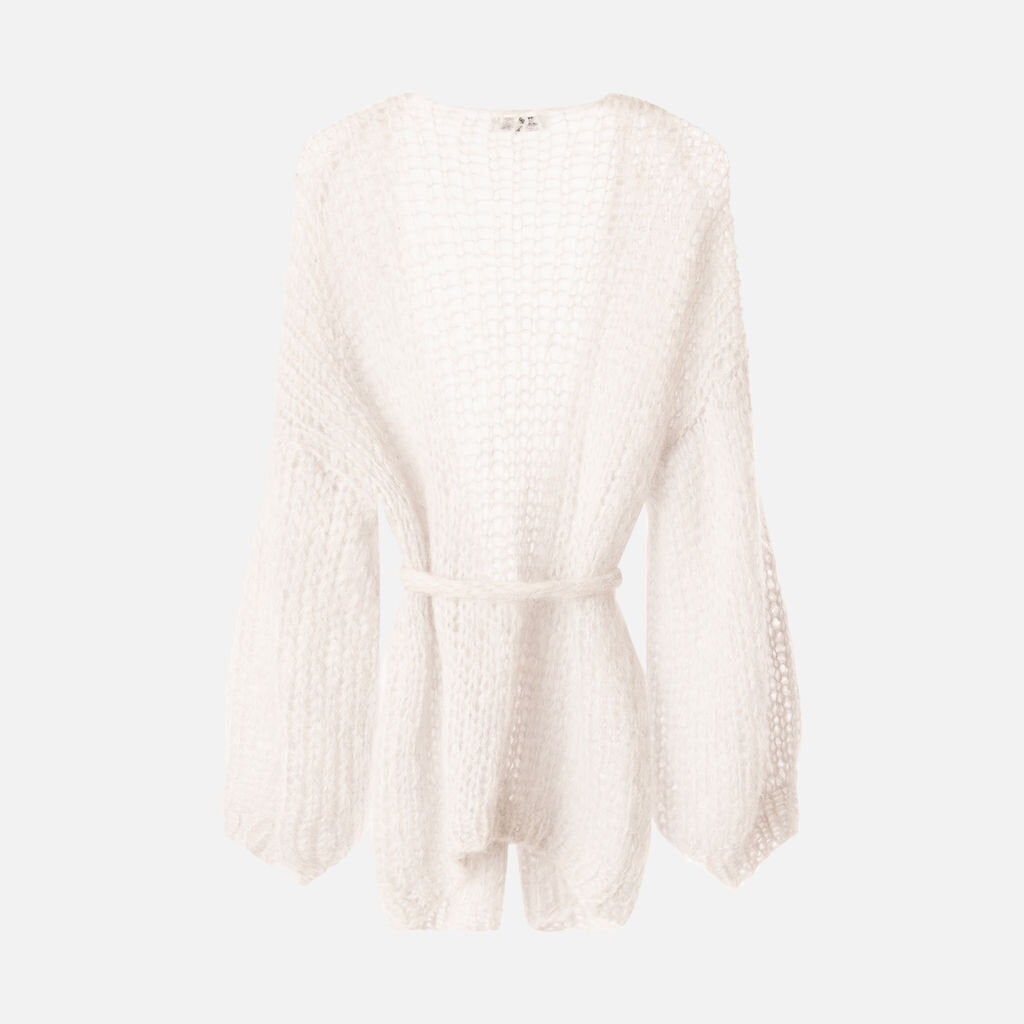 Maiami Grey Mohair Blend Cardigan With Belt
