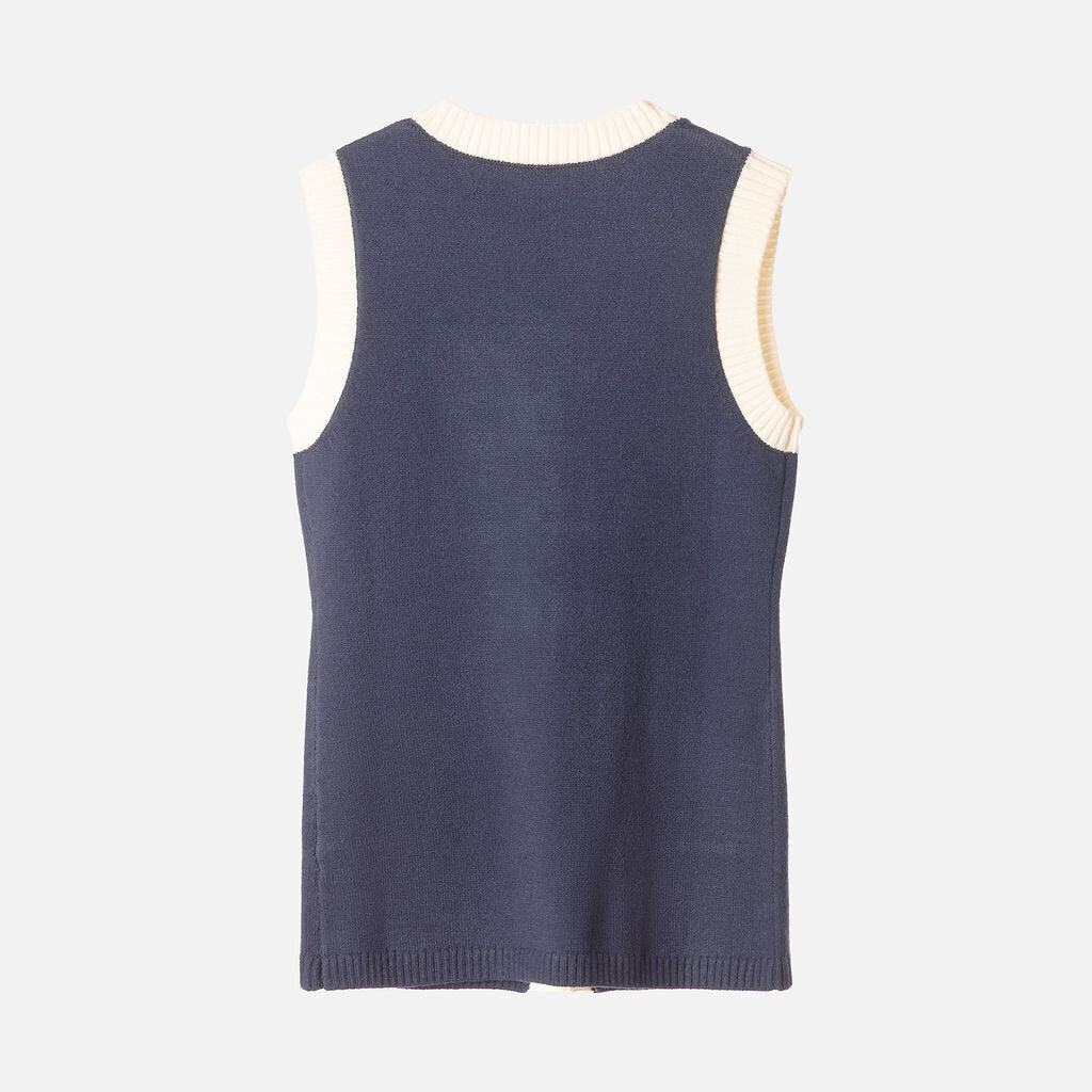 Parentezi Navy Blue/White Acrylic/Wool Blend Vest