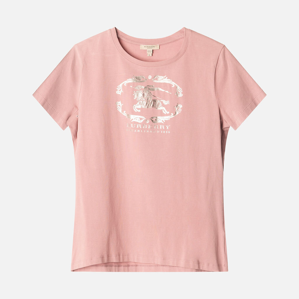 Burberry Pink Cotton Logo Tee