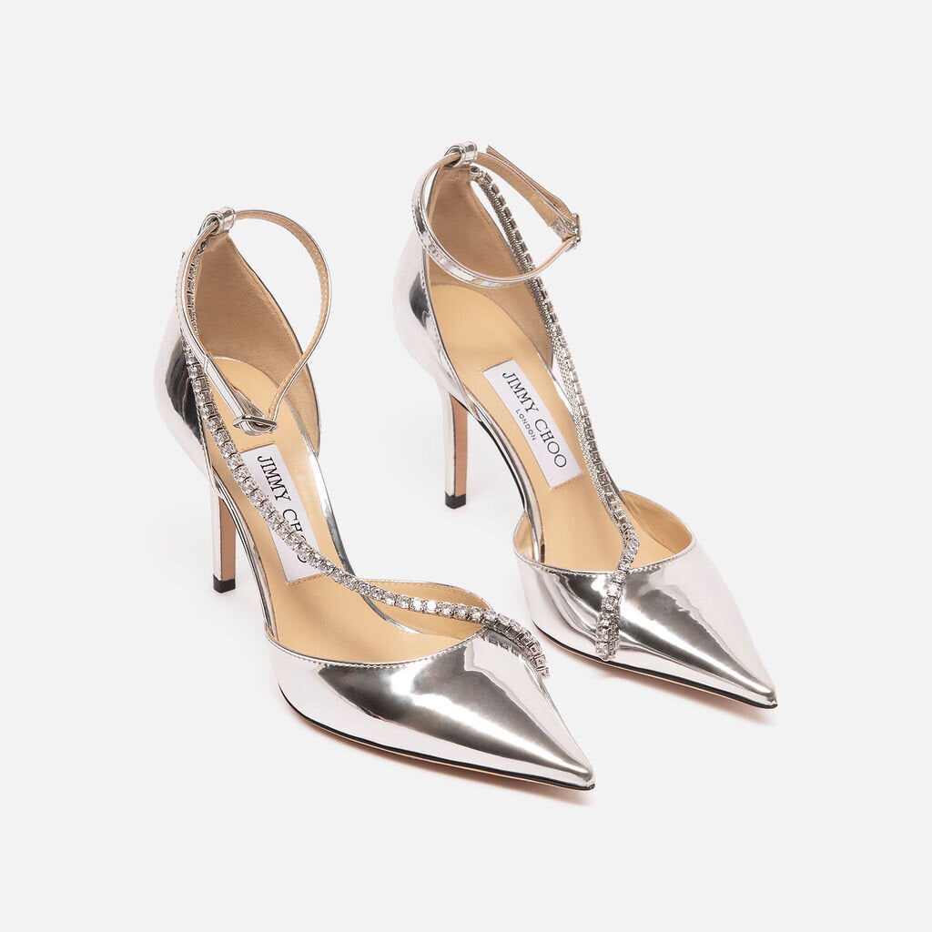 Jimmy Choo Silver Crystal Embellished Heel