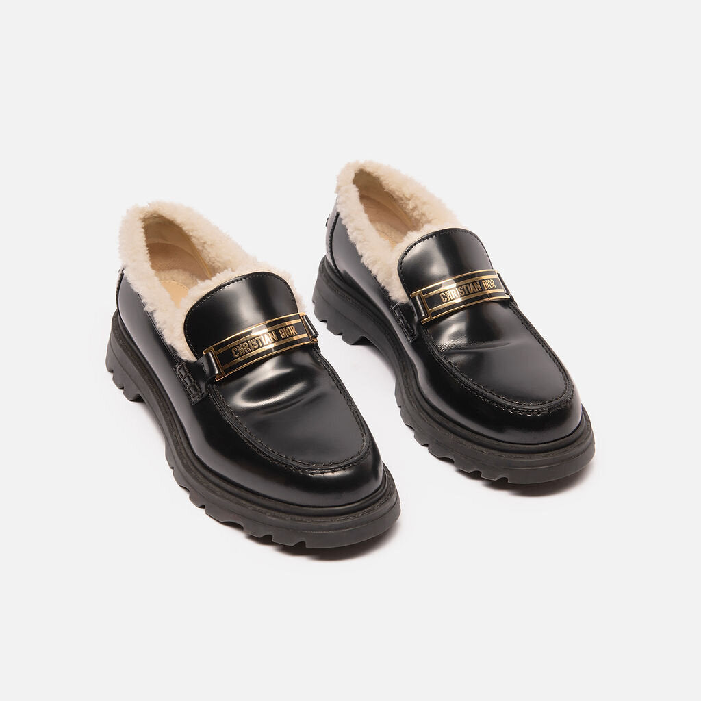 Christian Dior Black Leather Shearling Oxford