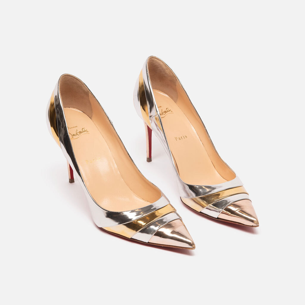 Christian Louboutin Silver & Gold Patent Leather Pump
