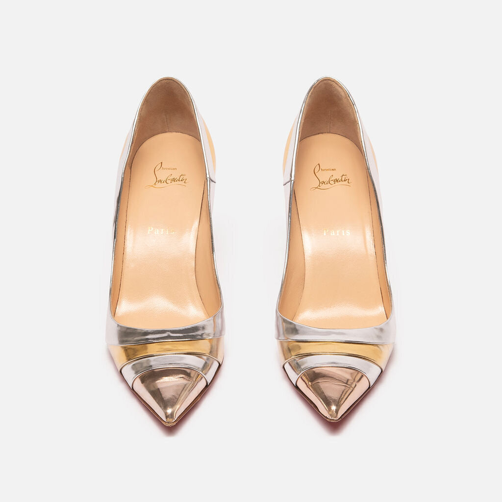 Christian Louboutin Silver & Gold Patent Leather Pump