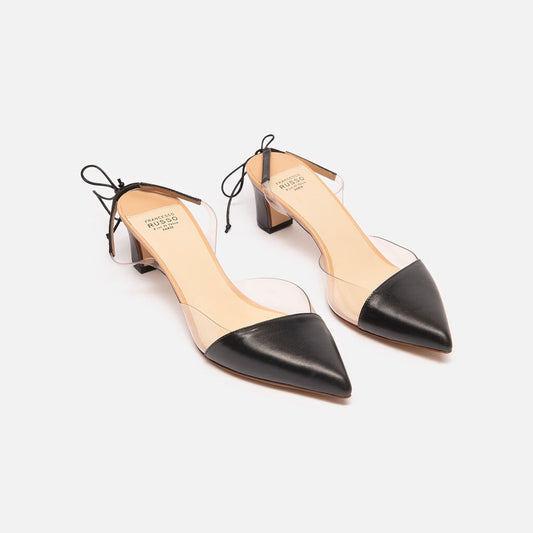 Francesco Russo Black Leather & PVC Heels