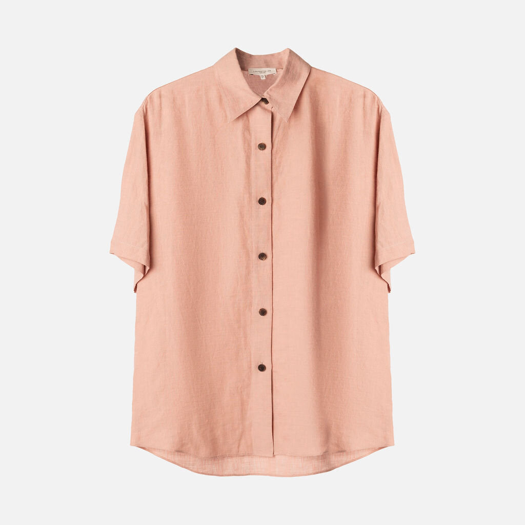 Lafayette 148 Pink Linen Button Up Top