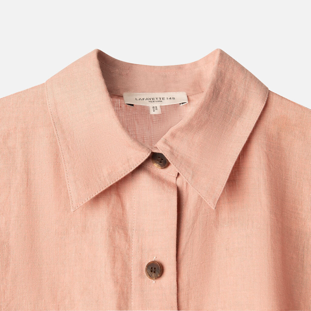 Lafayette 148 Pink Linen Button Up Top