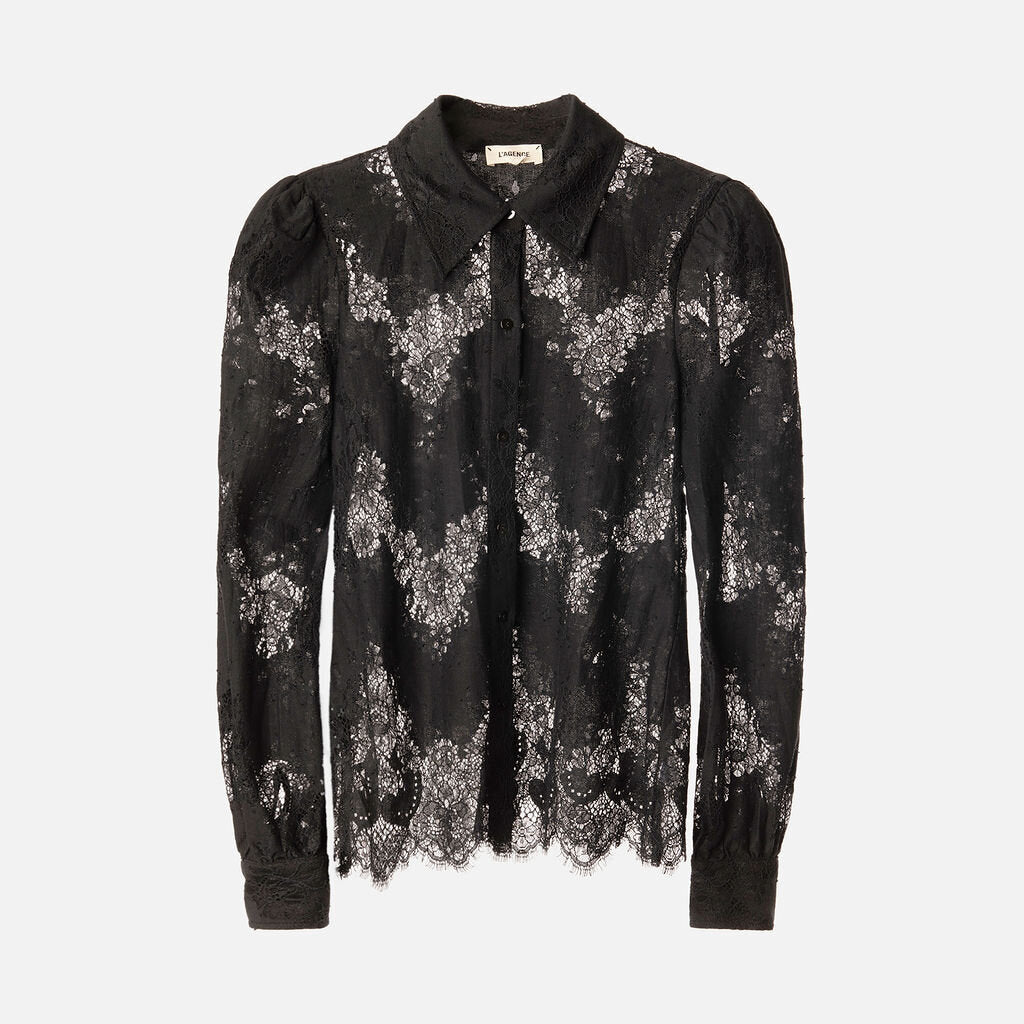 L'Agence Black Lace Shirt