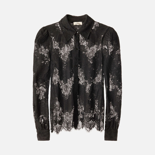 L'Agence Black Lace Shirt