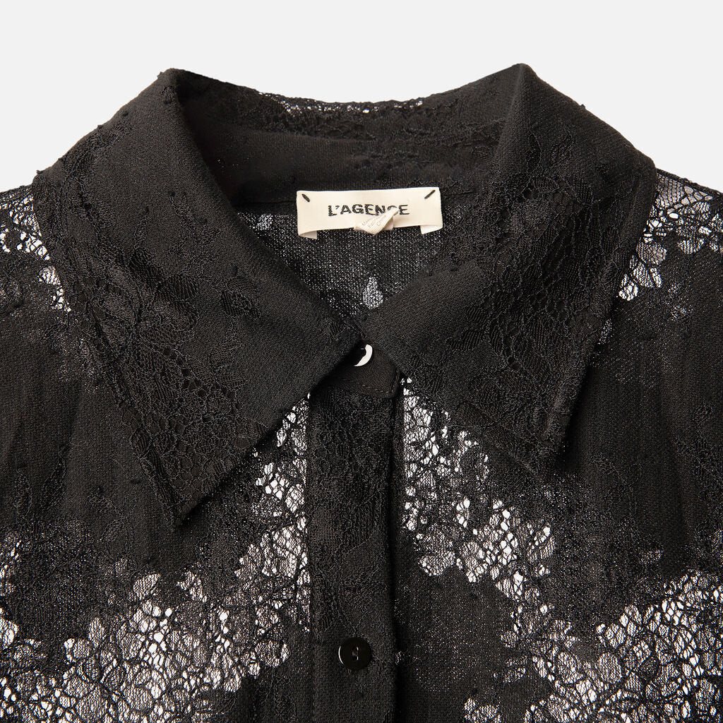 L'Agence Black Lace Shirt