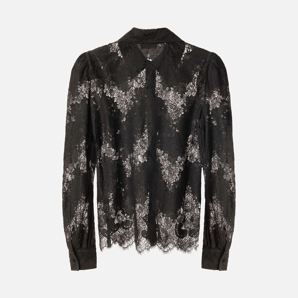 L'Agence Black Lace Shirt
