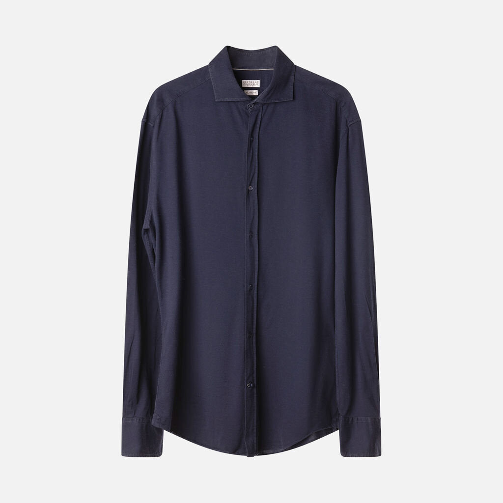 Brunello Blue Cotton Men's Button Down Shirt
