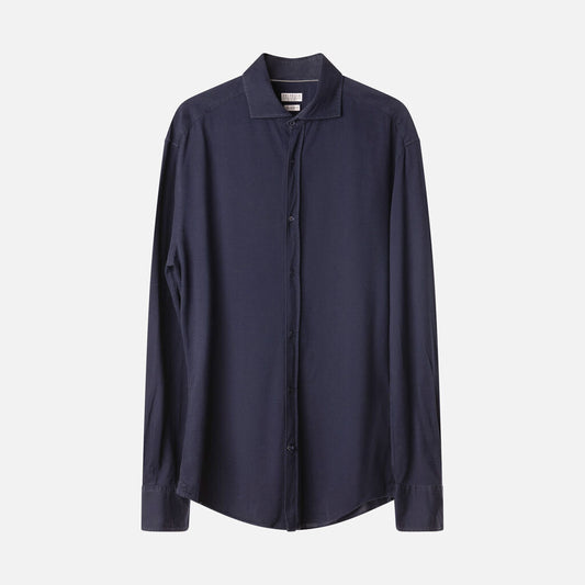 Brunello Blue Cotton Men's Button Down Shirt