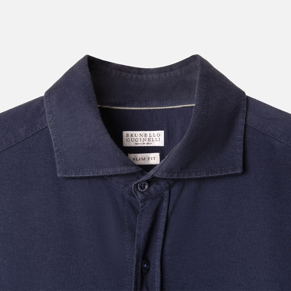 Brunello Blue Cotton Men's Button Down Shirt