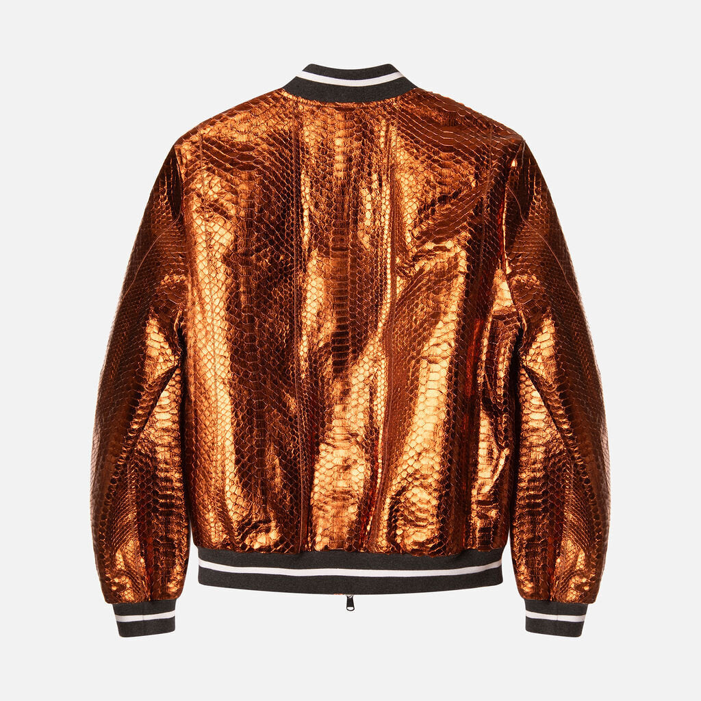 Brunello Copper Python Leather Bomber Jacket