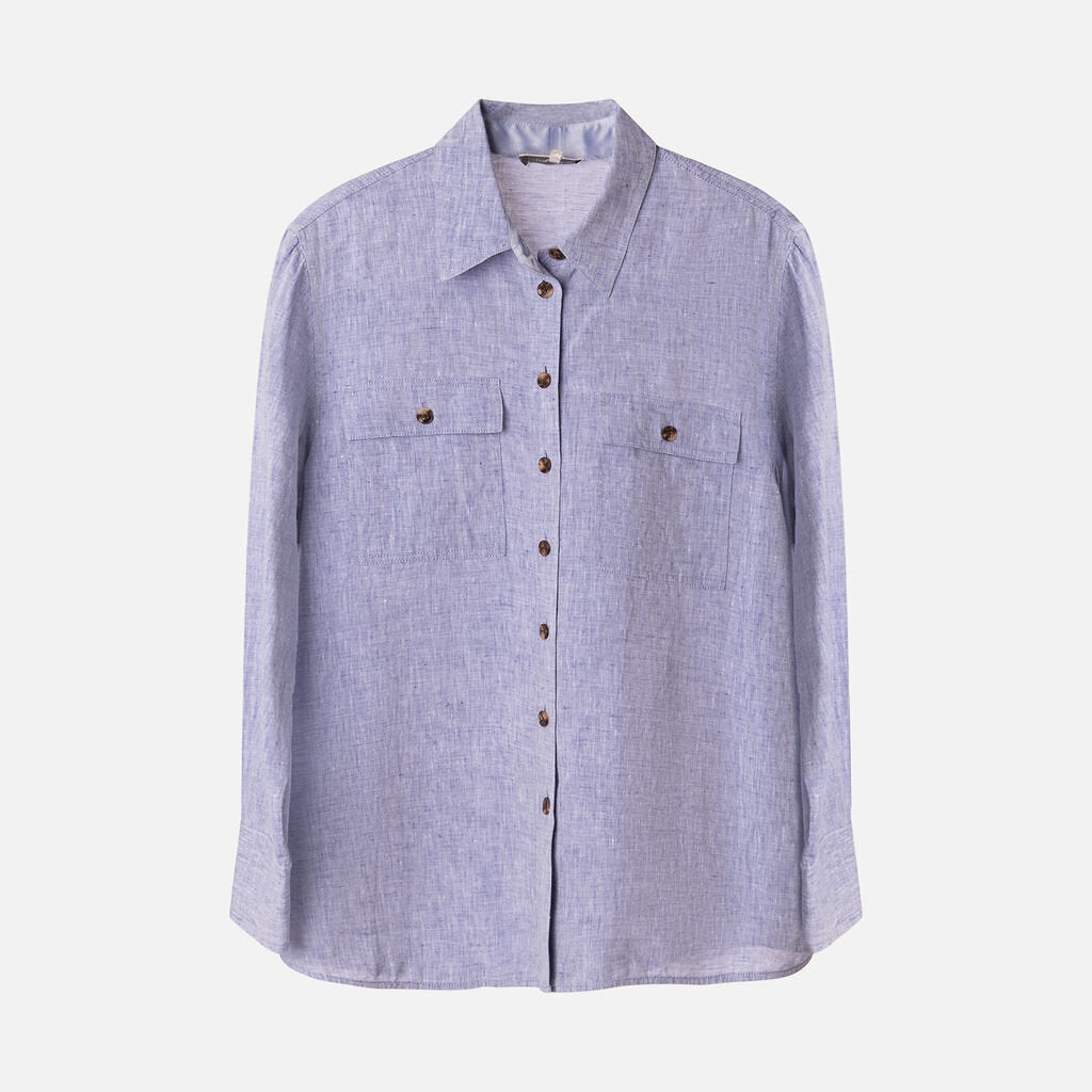 Lafayette 148 Blue Linen Shirt