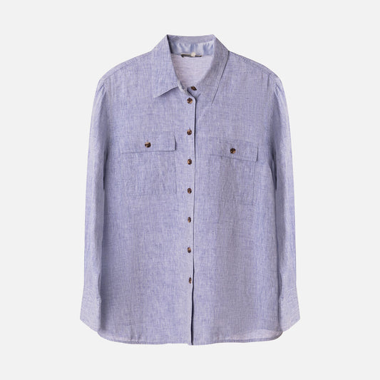 Lafayette 148 Blue Linen Shirt