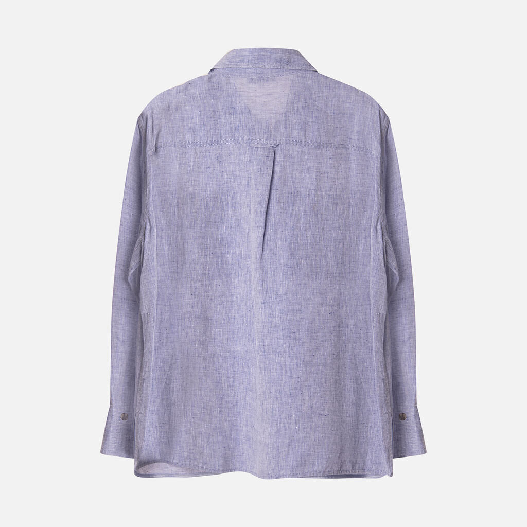 Lafayette 148 Blue Linen Shirt