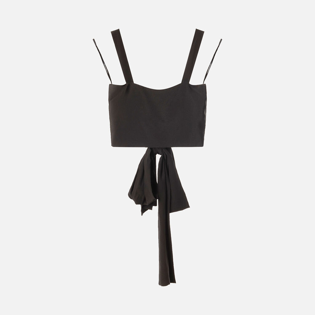 Chloe Black Silk Cropped Tie Tank