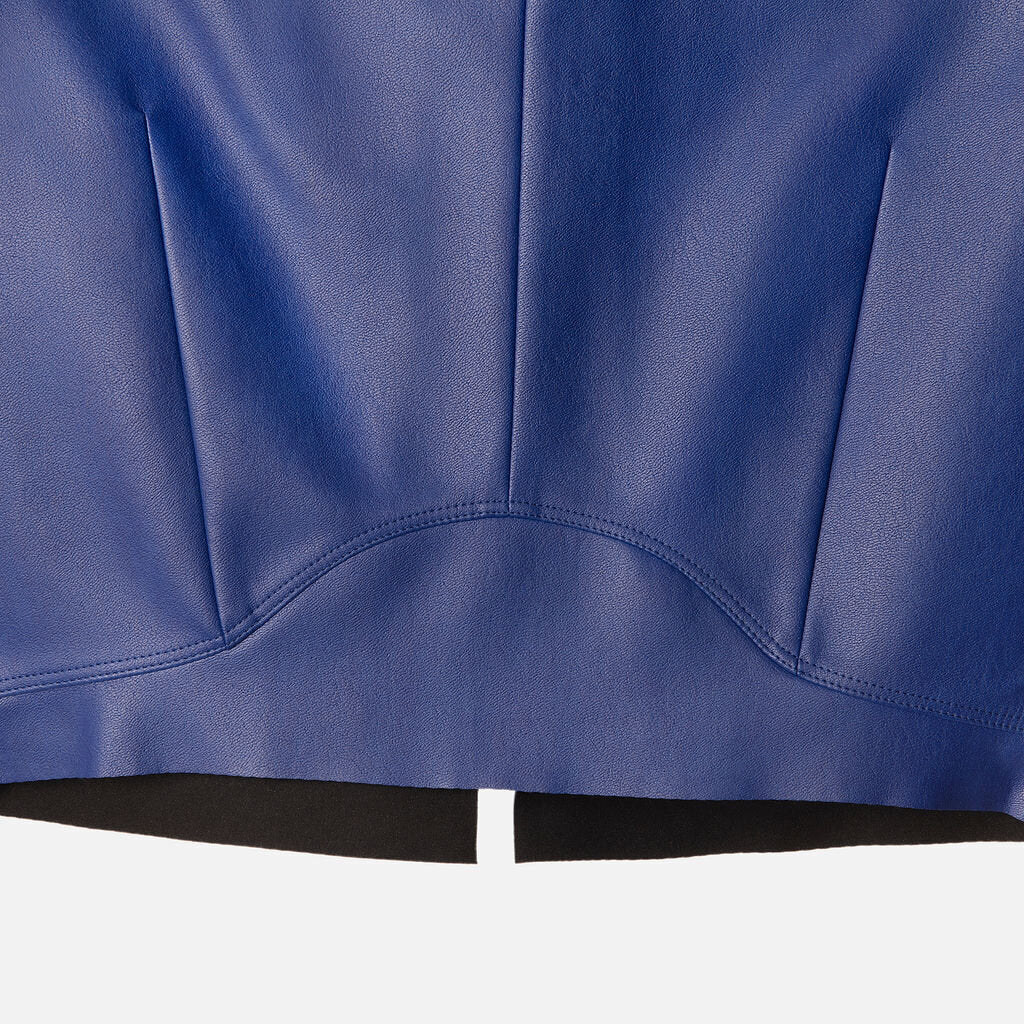 Cedric Charlier Blue Faux Leather Crop Top