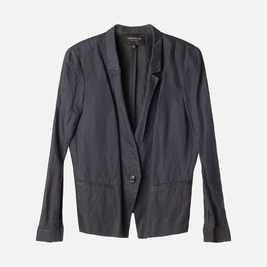 Lafayette 148 Navy Cotton Metallic Thread Blazer