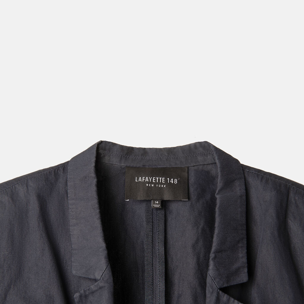 Lafayette 148 Navy Cotton Metallic Thread Blazer