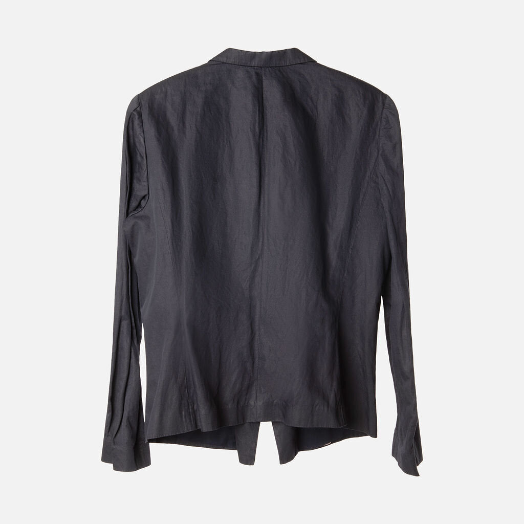 Lafayette 148 Navy Cotton Metallic Thread Blazer