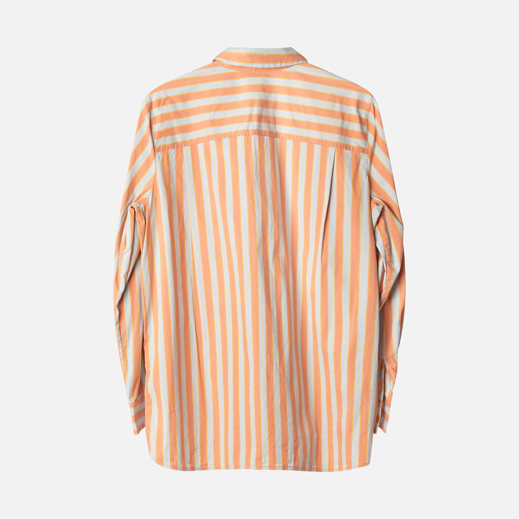 Lafayette 148 Blue & Orange Cotton Striped Shirt