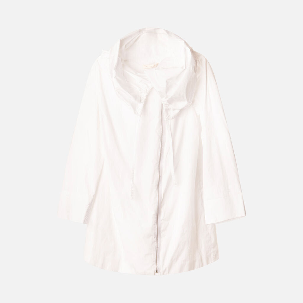Lorain Croft White Silk Zip Up Jacket
