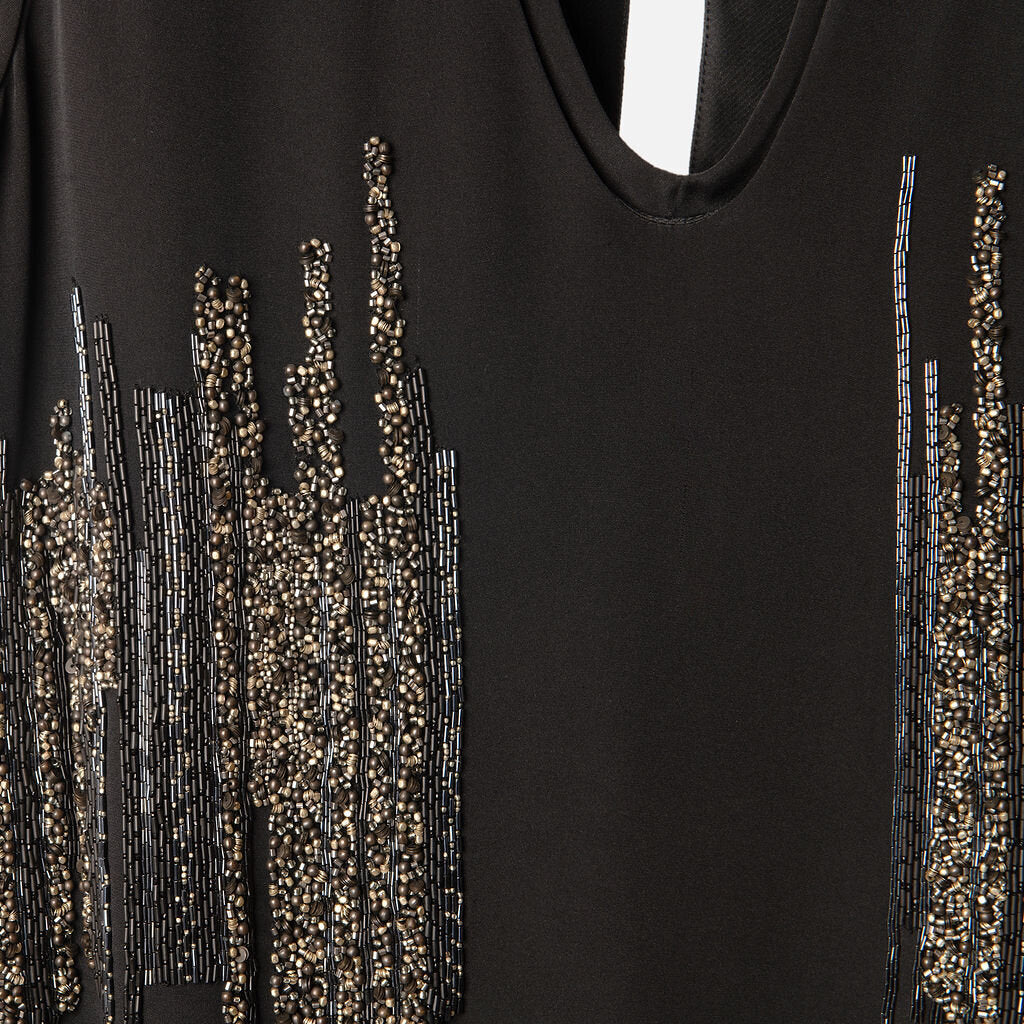 Maiyet Black Silk Beaded Tank