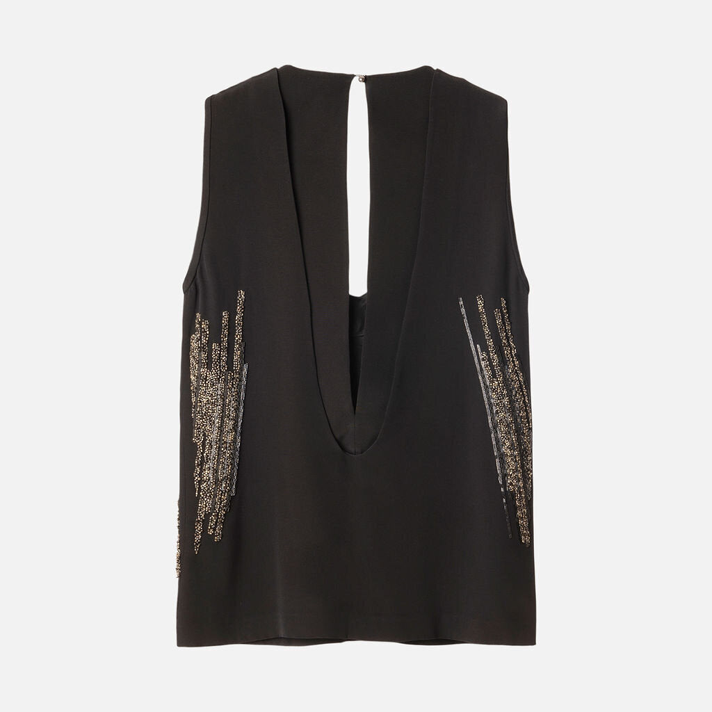 Maiyet Black Silk Beaded Tank