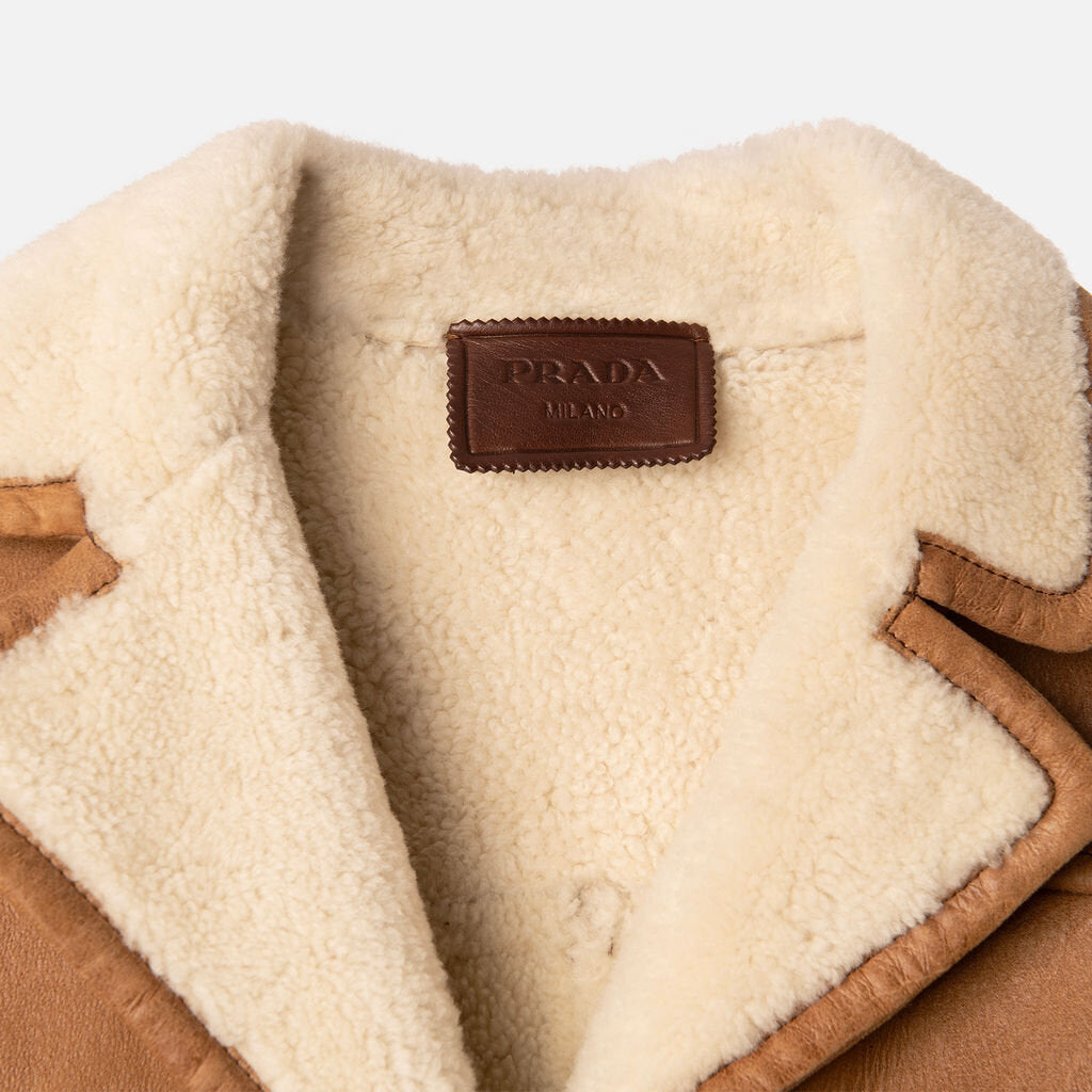 Prada Brown Suede Shearling Lined Coat