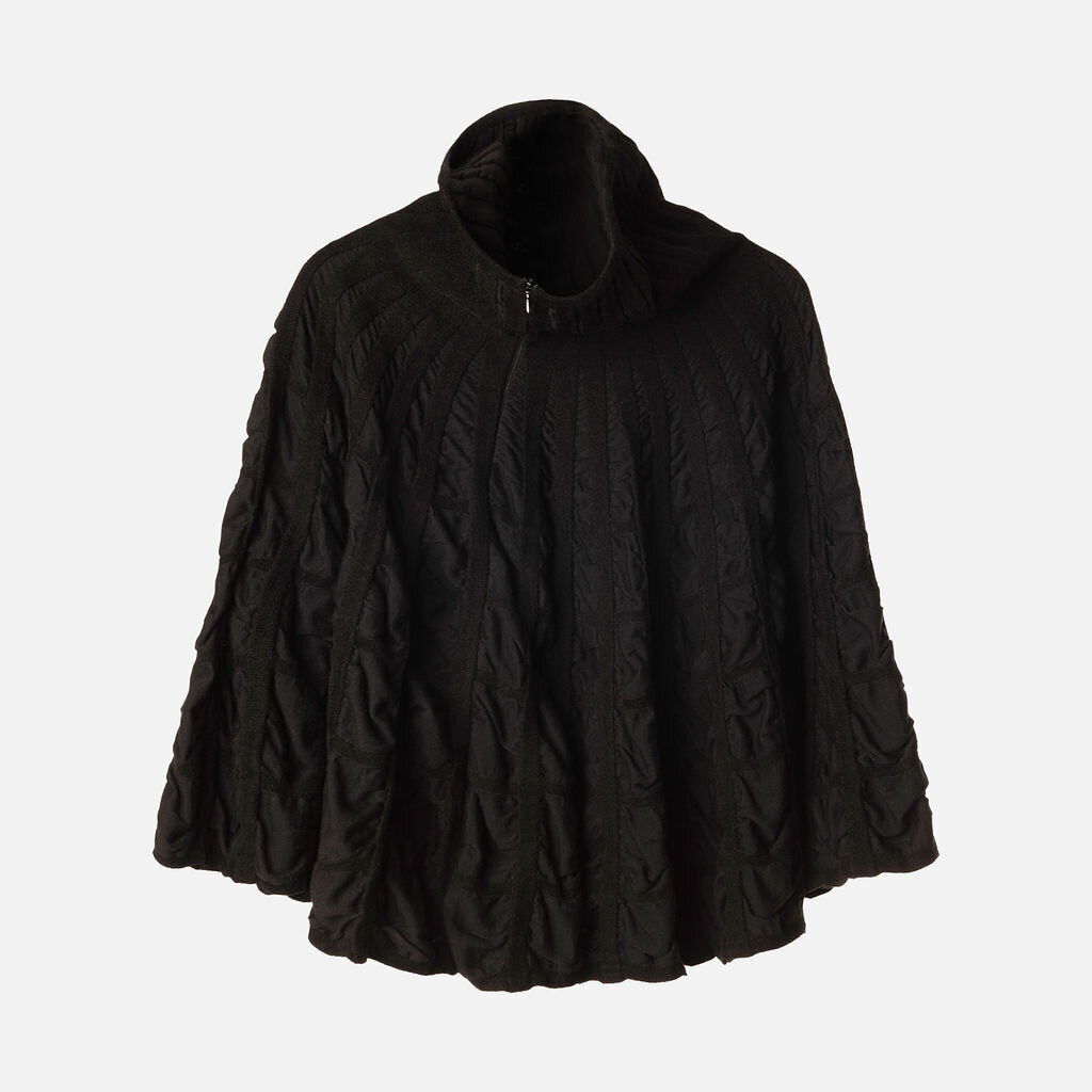 Alaia Black Wool Knit Turtleneck Cape