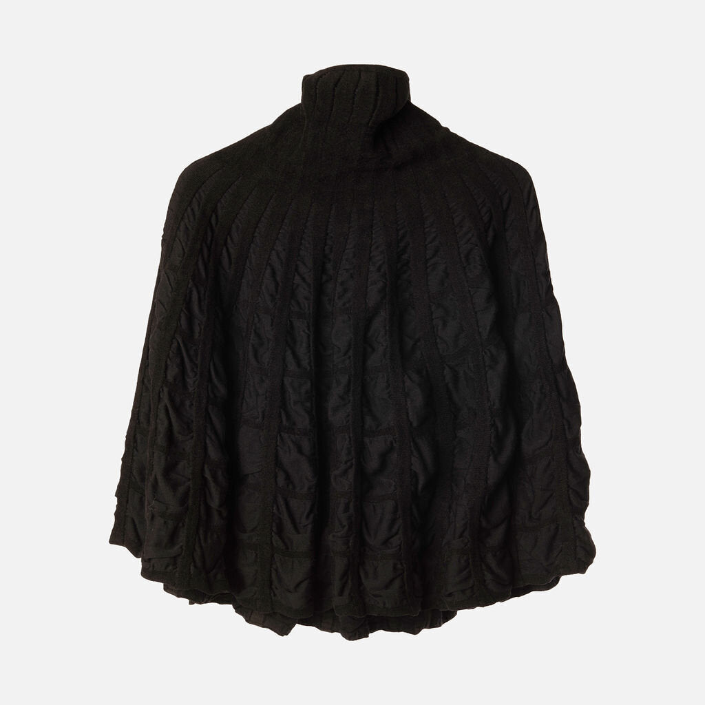Alaia Black Wool Knit Turtleneck Cape