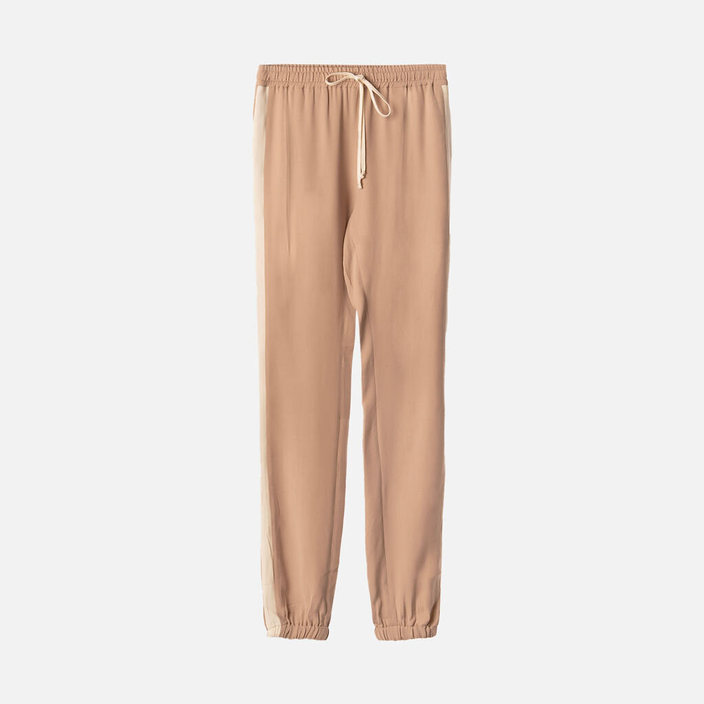 Joseph Tan White Stripe Silk Joggers